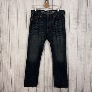 American Eagle Men's W34 x L30 Slim Straight Dark Wash Cotton Denim Jeans